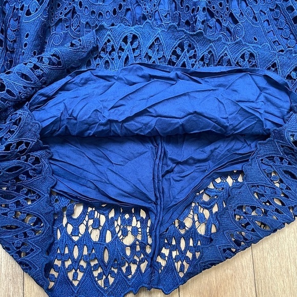 Anthropologie ERI + ALI Lattice Lace Navy Blue Fit N’ Flare Dress shortsleeve XS - Picture 13 of 16